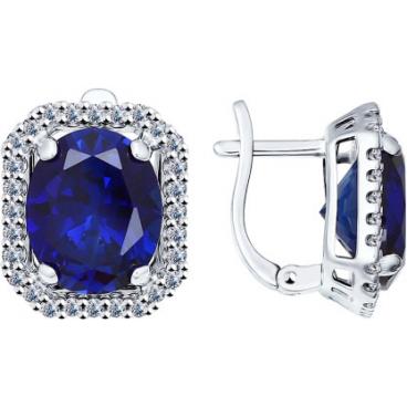 Серебряные серьги SOKOLOV 88020010_s с корундами, фианитами 1