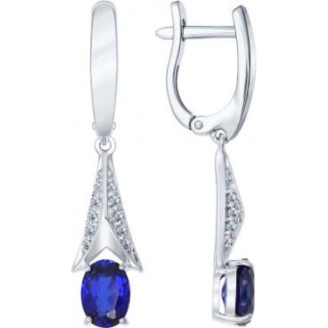 Серебряные длинные серьги SOKOLOV 88020012_s с корундами, фианитами 1