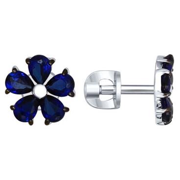 Серебряные серьги-пусеты (гвоздики) SOKOLOV 88020033_s с корундами 1