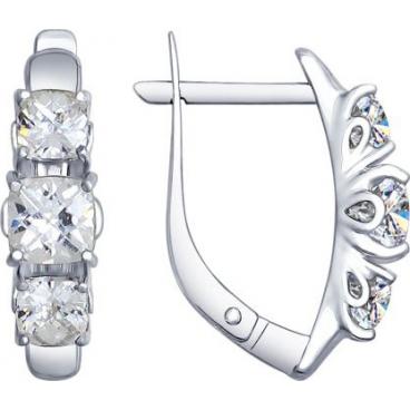 Серебряные серьги SOKOLOV 89020058_s с фианитами Swarovski 1 Серебряные серьги SOKOLOV 89020058_s с фианитами Swarovski 1