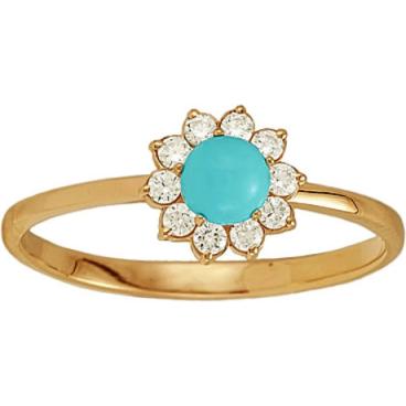 Детское золотое кольцо Национальное Достояние 8957-nd с бирюзой, фианитами 1 Детское золотое кольцо Национальное Достояние 8957-nd с бирюзой, фианитами 1