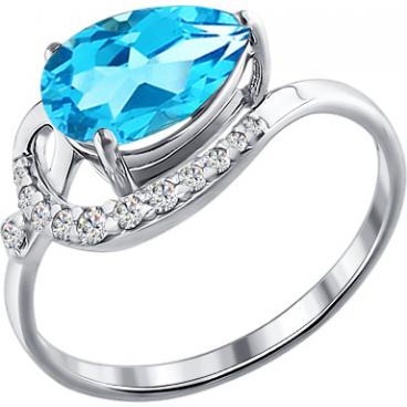 Серебряное кольцо SOKOLOV 92010277_s с топазом, фианитами 1 Серебряное кольцо SOKOLOV 92010277_s с топазом, фианитами 1