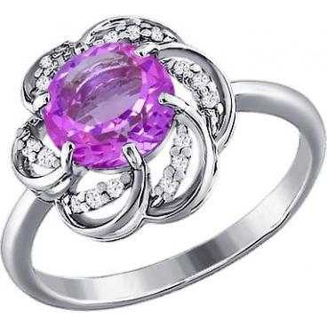 Серебряное кольцо SOKOLOV 92010507_s с аметистом, фианитами 1