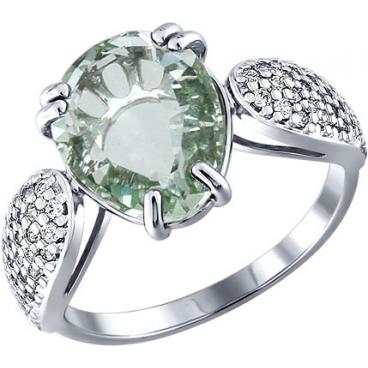 Серебряное кольцо SOKOLOV 92010779_s с кварцем, фианитами 1 Серебряное кольцо SOKOLOV 92010779_s с кварцем, фианитами 1