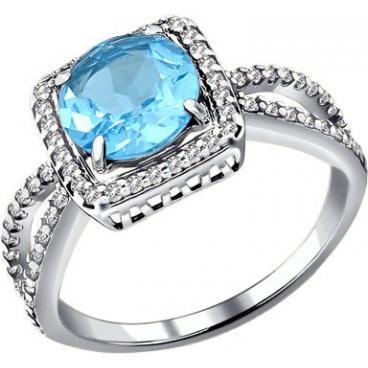 Серебряное кольцо SOKOLOV 92010940_s с топазом, фианитами 1 Серебряное кольцо SOKOLOV 92010940_s с топазом, фианитами 1