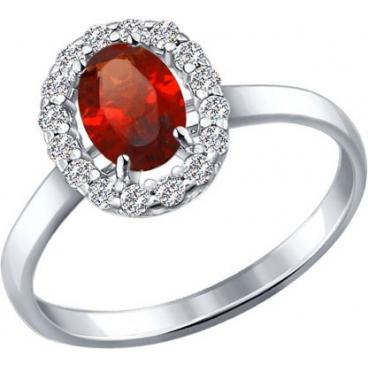 Серебряное кольцо SOKOLOV 92010984_s с гранатом, фианитами 1 Серебряное кольцо SOKOLOV 92010984_s с гранатом, фианитами 1