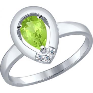 Серебряное кольцо SOKOLOV 92011076_s с хризолитом, фианитами 1 Серебряное кольцо SOKOLOV 92011076_s с хризолитом, фианитами 1