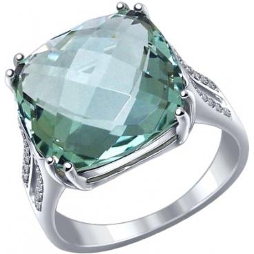 Серебряный перстень SOKOLOV 92011250_s с искусственным кварцем, фианитами 1 Серебряный перстень SOKOLOV 92011250_s с искусственным кварцем, фианитами 1