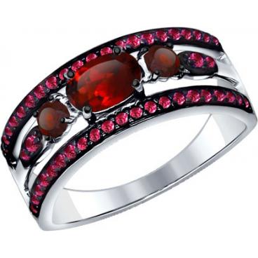 Серебряное кольцо SOKOLOV 92011259_s с гранатами, фианитами 1 Серебряное кольцо SOKOLOV 92011259_s с гранатами, фианитами 1