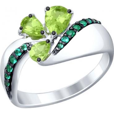 Серебряное кольцо SOKOLOV 92011288_s с хризолитами, фианитами 1
