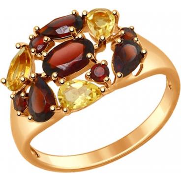 Серебряное кольцо SOKOLOV 92011385_s с гранатами, цитринами 1