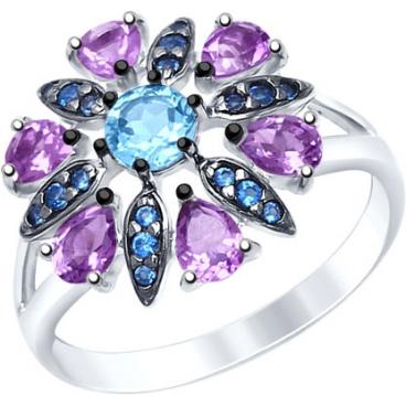 Серебряное кольцо SOKOLOV 92011394_s с топазом, аметистами, фианитами 1