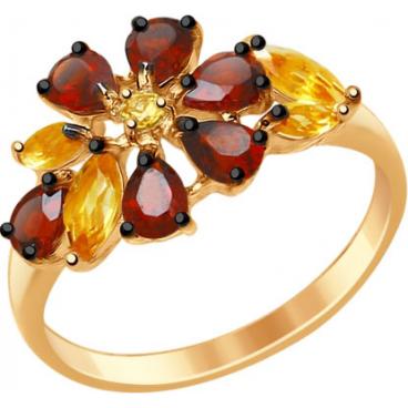 Серебряное кольцо SOKOLOV 92011404_s с гранатами, цитринами, фианитом 1