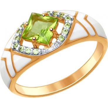 Серебряное кольцо SOKOLOV 92011406_s с эмалью, с хризолитом, фианитами 1