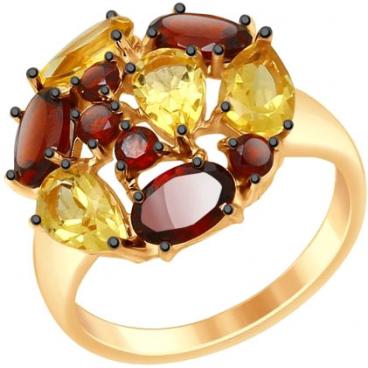 Серебряное кольцо SOKOLOV 92011426_s с гранатами, цитринами 1