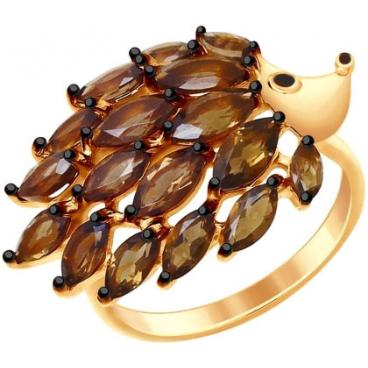 Серебряное кольцо SOKOLOV 92011429_s с эмалью, раухтопазами 1 Серебряное кольцо SOKOLOV 92011429_s с эмалью, раухтопазами 1