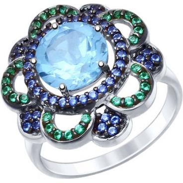 Серебряное кольцо SOKOLOV 92011440_s с топазом, фианитами 1 Серебряное кольцо SOKOLOV 92011440_s с топазом, фианитами 1