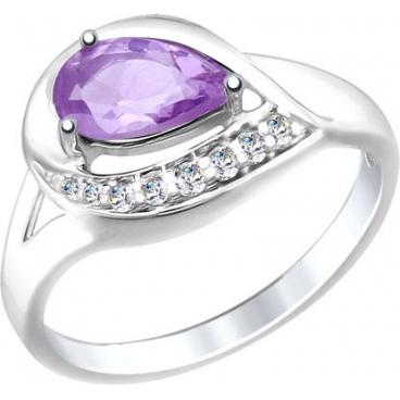 Серебряное кольцо SOKOLOV 92011446_s с аметистом, фианитами 1