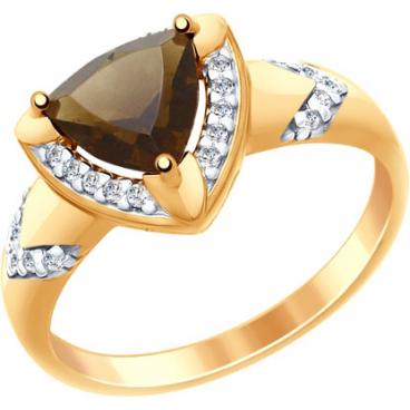 Серебряное кольцо SOKOLOV 92011457_s с раухтопазом, фианитами 1