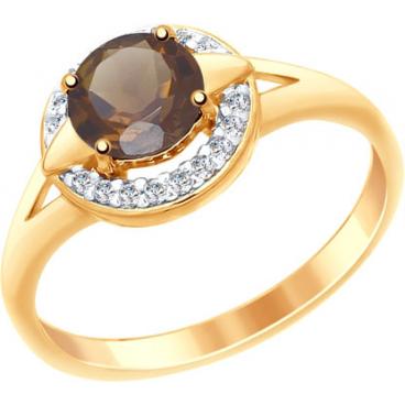 Серебряное кольцо SOKOLOV 92011462_s с раухтопазом, фианитами 1 Серебряное кольцо SOKOLOV 92011462_s с раухтопазом, фианитами 1