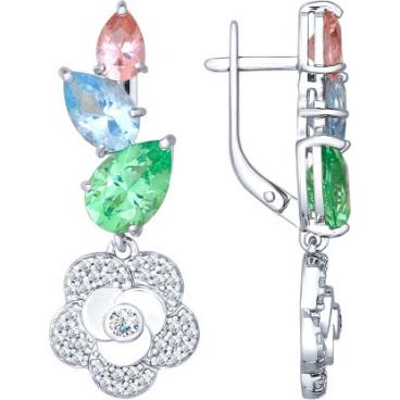 Серебряные серьги SOKOLOV 92021354_s с ситаллами, фианитами 1