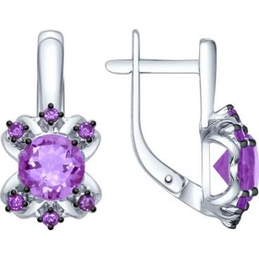 Серебряные серьги SOKOLOV 92021391_s с аметистами, фианитами 1
