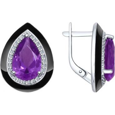 Серебряные серьги SOKOLOV 92021449_s с эмалью, наноситалами, фианитами 1 Серебряные серьги SOKOLOV 92021449_s с эмалью, наноситалами, фианитами 1