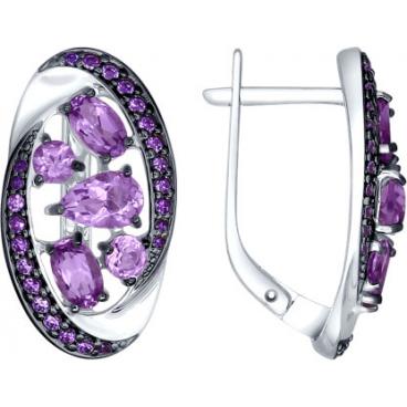 Серебряные серьги SOKOLOV 92021498_s с аметистами, фианитами 1