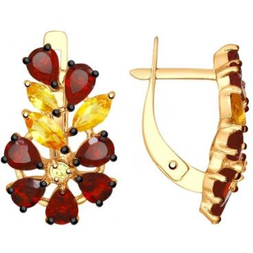 Серебряные серьги SOKOLOV 92021555_s с гранатами, цитринами, фианитами 1