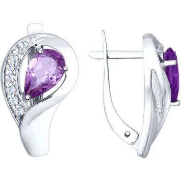 Серебряные серьги SOKOLOV 92021599_s с аметистами, фианитами 1