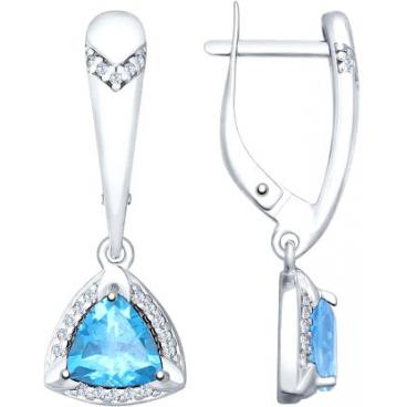 Серебряные серьги SOKOLOV 92021605_s с топазами, фианитами 1 Серебряные серьги SOKOLOV 92021605_s с топазами, фианитами 1