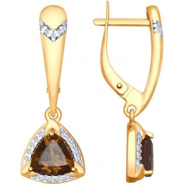 Серебряные серьги SOKOLOV 92021608_s с раухтопазами, фианитами 1