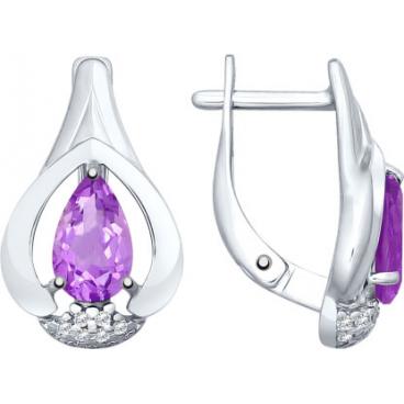 Серебряные серьги SOKOLOV 92021638_s с аметистами, фианитами 1