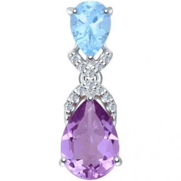 Серебряный кулон SOKOLOV 92030418_s с топазом, аметистом, фианитами 1