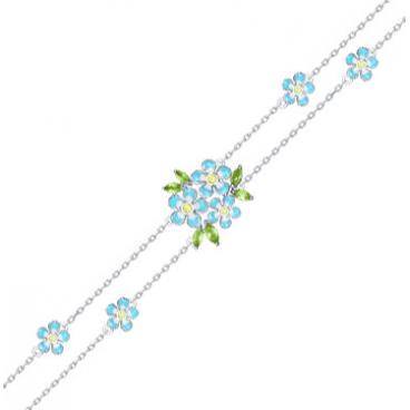 Красивый серебряный браслет цепь SOKOLOV 92050109_s с эмалью, хризолитами, фианитами 1