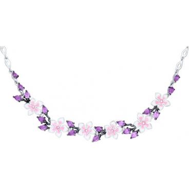 Серебряное колье ожерелье SOKOLOV 92070023_s с эмалью , аметистами 1