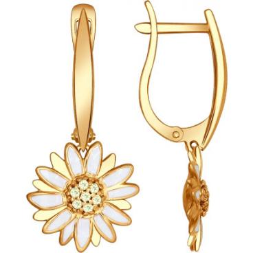 Серебряные сережки с эмалью SOKOLOV 93020724_s с фианитами 1 Серебряные сережки с эмалью SOKOLOV 93020724_s с фианитами 1