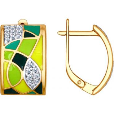 Серебряные серьги SOKOLOV 93020734_s с эмалью, фианитами 1 Серебряные серьги SOKOLOV 93020734_s с эмалью, фианитами 1