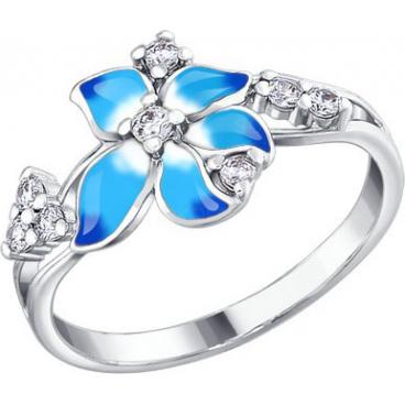 Серебряное кольцо SOKOLOV 94010401_s с эмалью с фианитами 1 Серебряное кольцо SOKOLOV 94010401_s с эмалью с фианитами 1