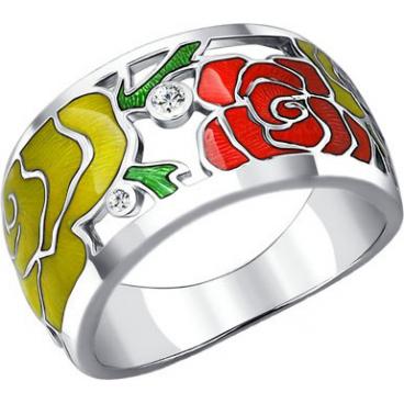 Серебряное кольцо SOKOLOV 94010538_s с эмалью с фианитами 1 Серебряное кольцо SOKOLOV 94010538_s с эмалью с фианитами 1