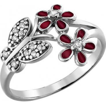 Серебряное кольцо SOKOLOV 94010746_s с эмалью с фианитами 1 Серебряное кольцо SOKOLOV 94010746_s с эмалью с фианитами 1