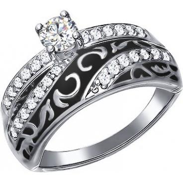Серебряное кольцо SOKOLOV 94011133_s с эмалью с фианитами 1 Серебряное кольцо SOKOLOV 94011133_s с эмалью с фианитами 1