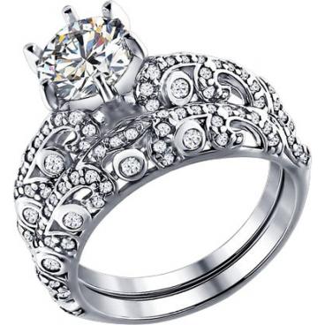 Серебряное наборное кольцо SOKOLOV 94011194_s с фианитами 1 Серебряное наборное кольцо SOKOLOV 94011194_s с фианитами 1