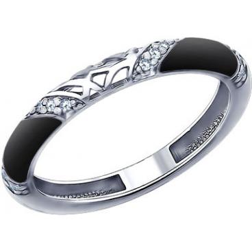 Серебряное кольцо SOKOLOV 94011335_s с эмалью с фианитами 1 Серебряное кольцо SOKOLOV 94011335_s с эмалью с фианитами 1
