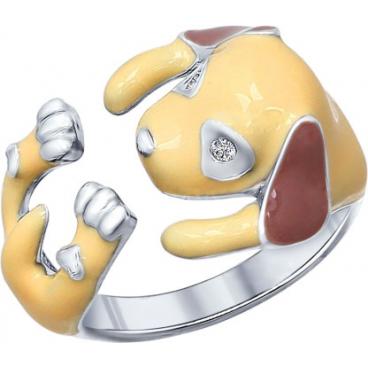 Серебряное кольцо SOKOLOV 94011778_s с эмалью с фианитами 1 Серебряное кольцо SOKOLOV 94011778_s с эмалью с фианитами 1