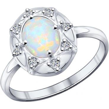 Серебряное кольцо SOKOLOV 94011833_s с опалом, фианитами 1