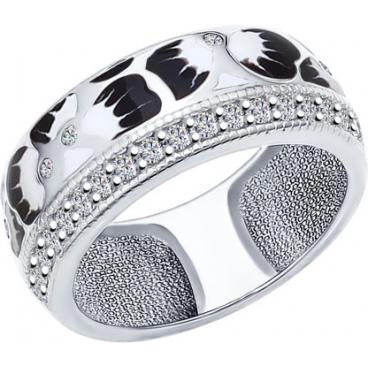 Серебряное кольцо SOKOLOV 94011995_s с эмалью с фианитами 1 Серебряное кольцо SOKOLOV 94011995_s с эмалью с фианитами 1
