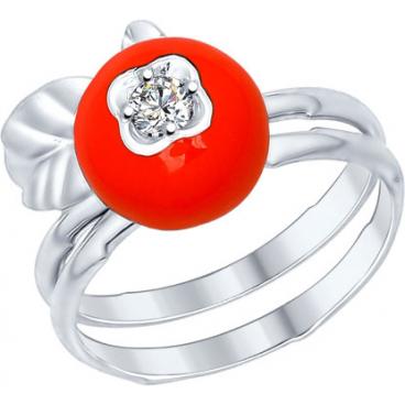 Серебряное кольцо SOKOLOV 94012193_s с эмалью с фианитом 1 Серебряное кольцо SOKOLOV 94012193_s с эмалью с фианитом 1