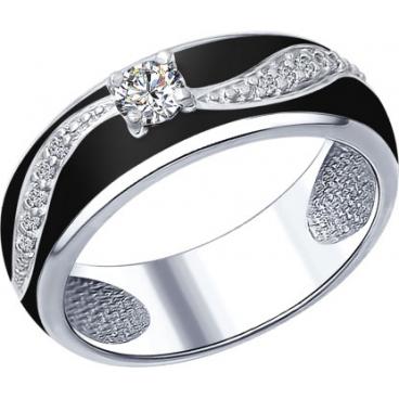 Серебряное кольцо SOKOLOV 94012258_s с эмалью с фианитами 1 Серебряное кольцо SOKOLOV 94012258_s с эмалью с фианитами 1