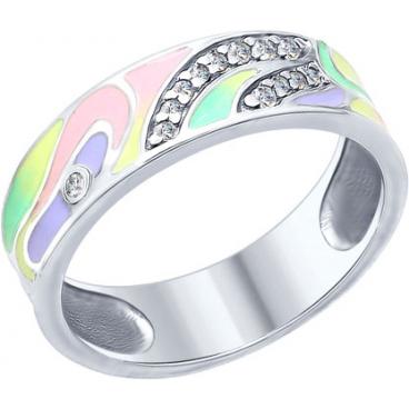 Серебряное кольцо SOKOLOV 94012403_s с эмалью, фианитами 1 Серебряное кольцо SOKOLOV 94012403_s с эмалью, фианитами 1